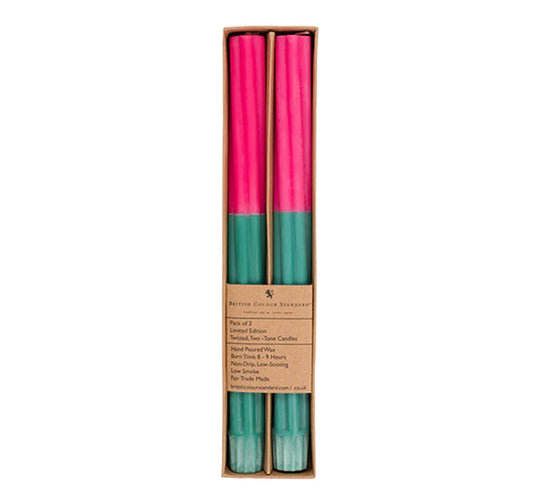 Spiral Candle Pack of 2 Neyron Rose & Beryl Green