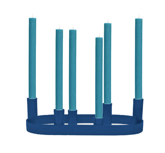 BCS Oval Metal Candelabra In Midnight Blue