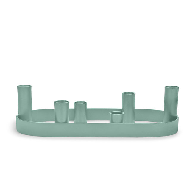 BCS Oval Metal Candelabra In Opaline Green