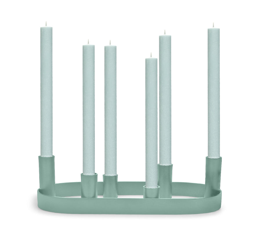 BCS Oval Metal Candelabra In Opaline Green