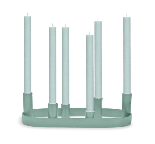 BCS Oval Metal Candelabra In Opaline Green