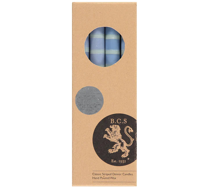 BCS Striped Opaline, Pompadour & Rust Eco Dinner Candles, 4 Per Pack