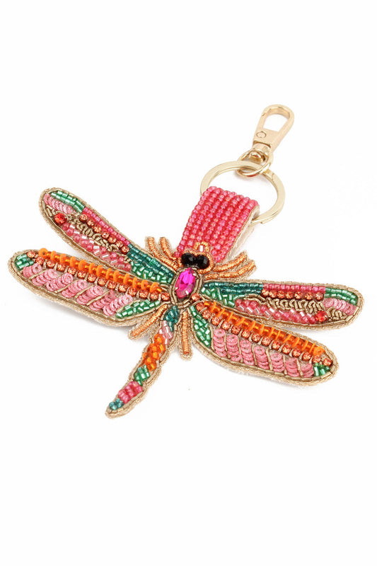 My Doris Beaded Pink Dragonfly Keyring/ Bagcharm