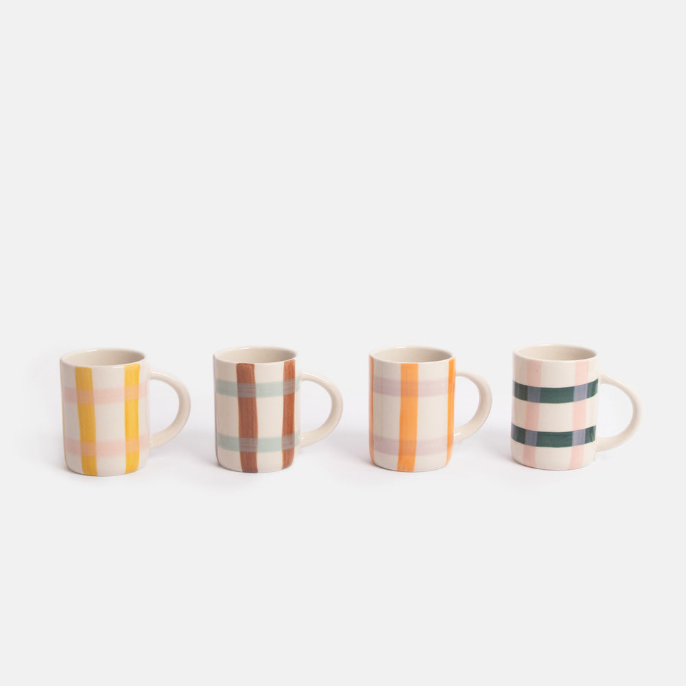 Caroline Gardner Mono Multi-Check Set of 4 Espresso Cups