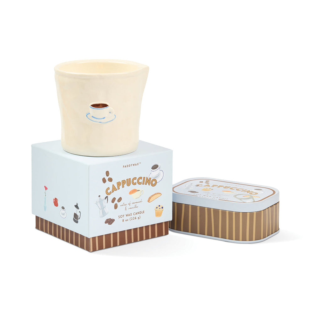 Paddywax Bistro 4.5oz/127g Cappuccino Printed Tin Candle - Chocolate & Cherry