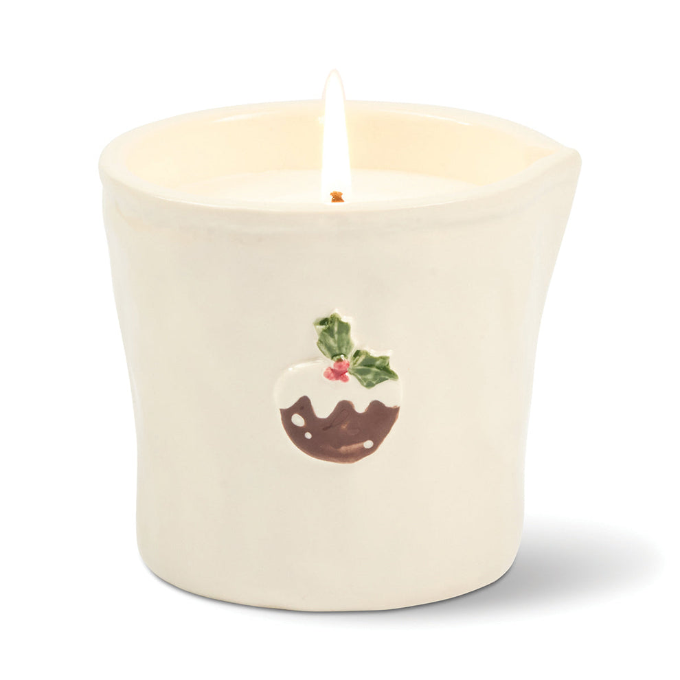 Paddywax Bistro 8oz Ceramic w/ Embossed Christmas Pudding & Printed Box