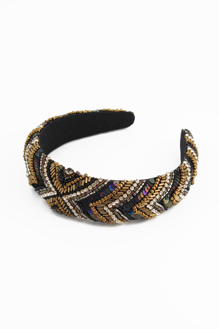 My Doris Black, Gold and Silver Sequin Headband