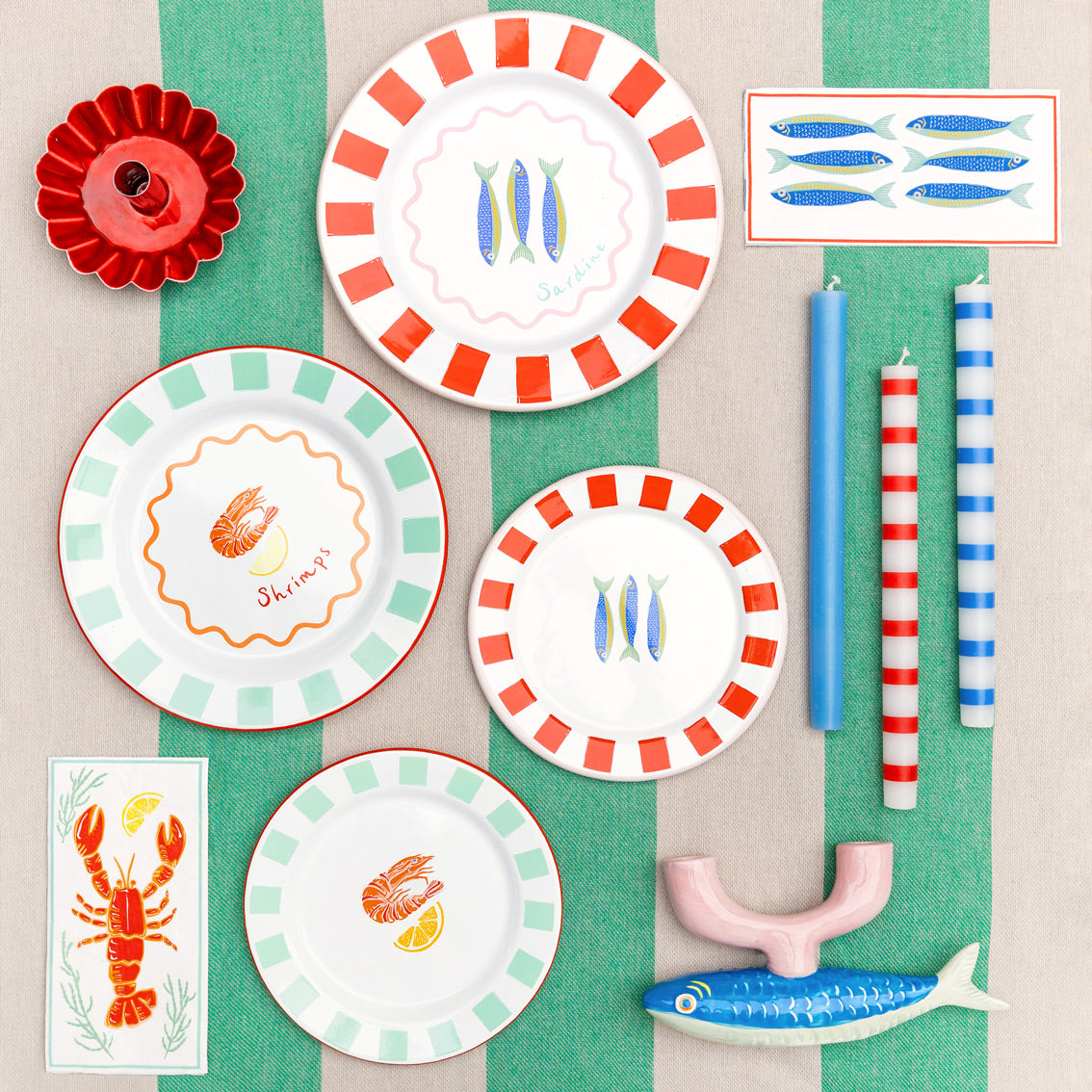 Green Stripe Cotton XL Tablecloth - 160cm x 250cm