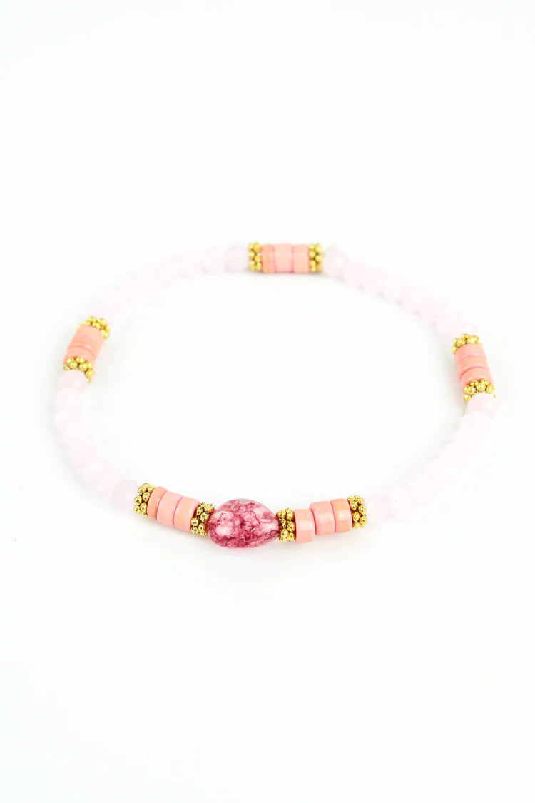 pretty pink and whiteMy Doris hand beaded bracelet 