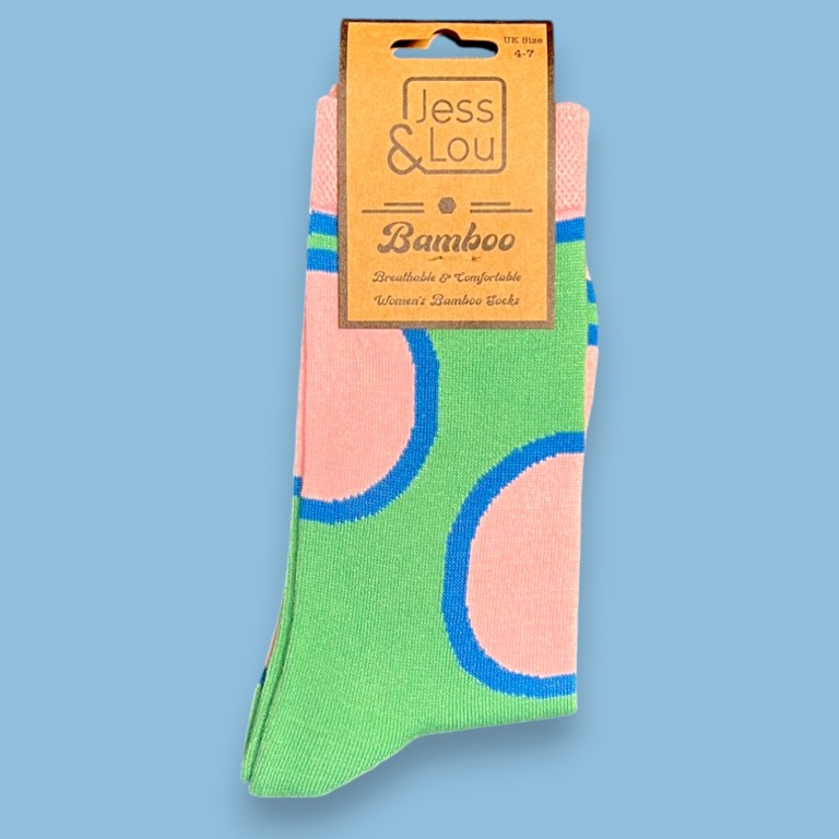 Colour Pop Circles: Green Ladies Bamboo Socks