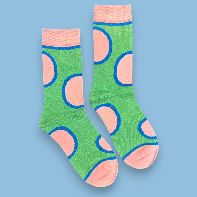 Colour Pop Circles: Green Ladies Bamboo Socks