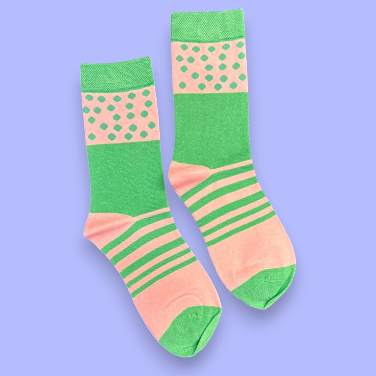 Spots & Stripes: Green Ladies Bamboo Socks