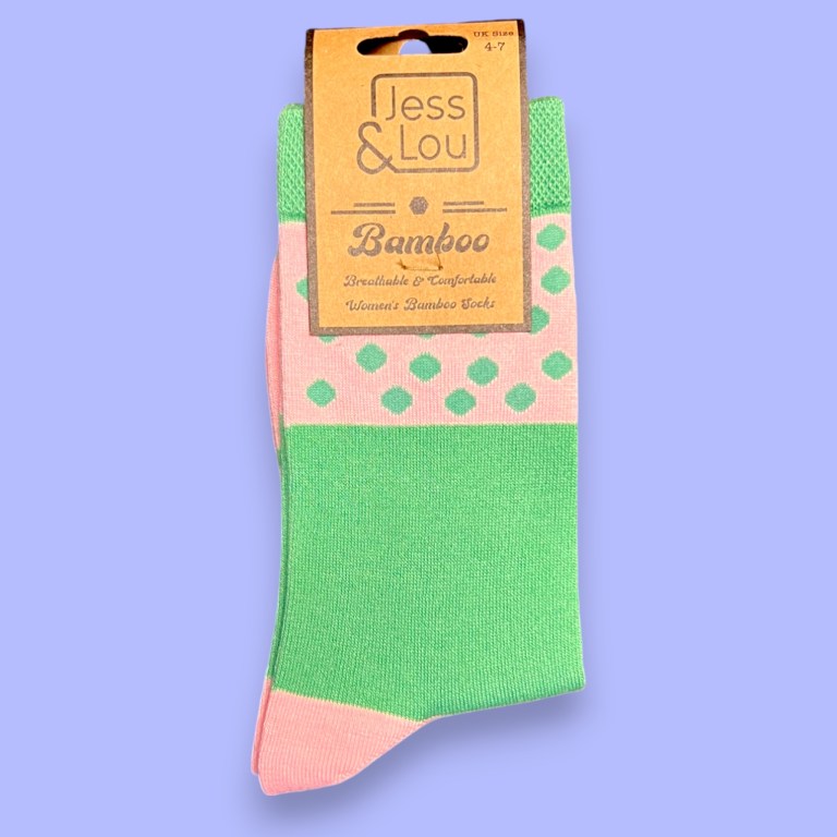 Spots & Stripes: Green Ladies Bamboo Socks