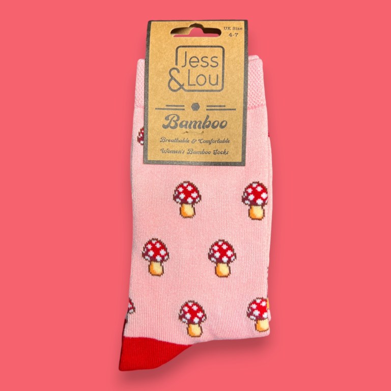 Marvellous Mushrooms: Pink Ladies Bamboo Socks