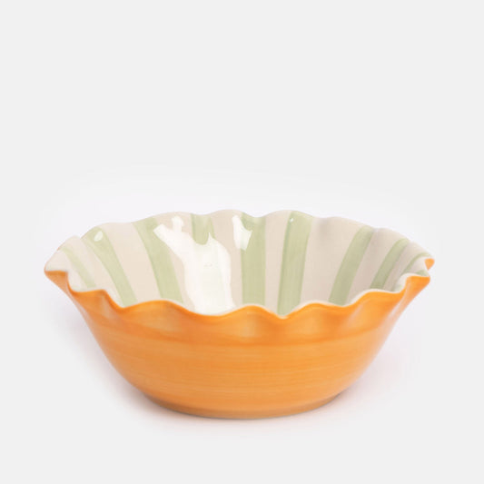 Caroline Gardner Orange Scallop Edge Heart Cereal Bowl