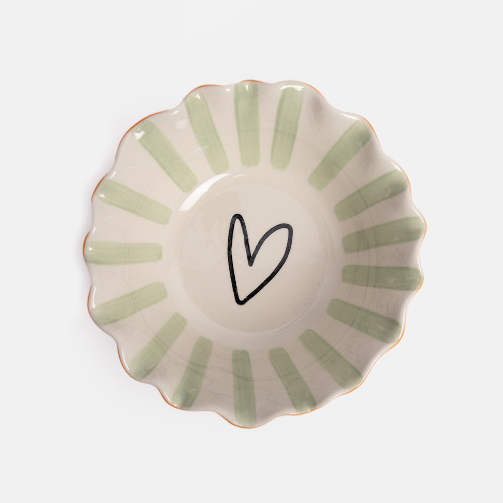 Caroline Gardner Orange Scallop Edge Heart Cereal Bowl