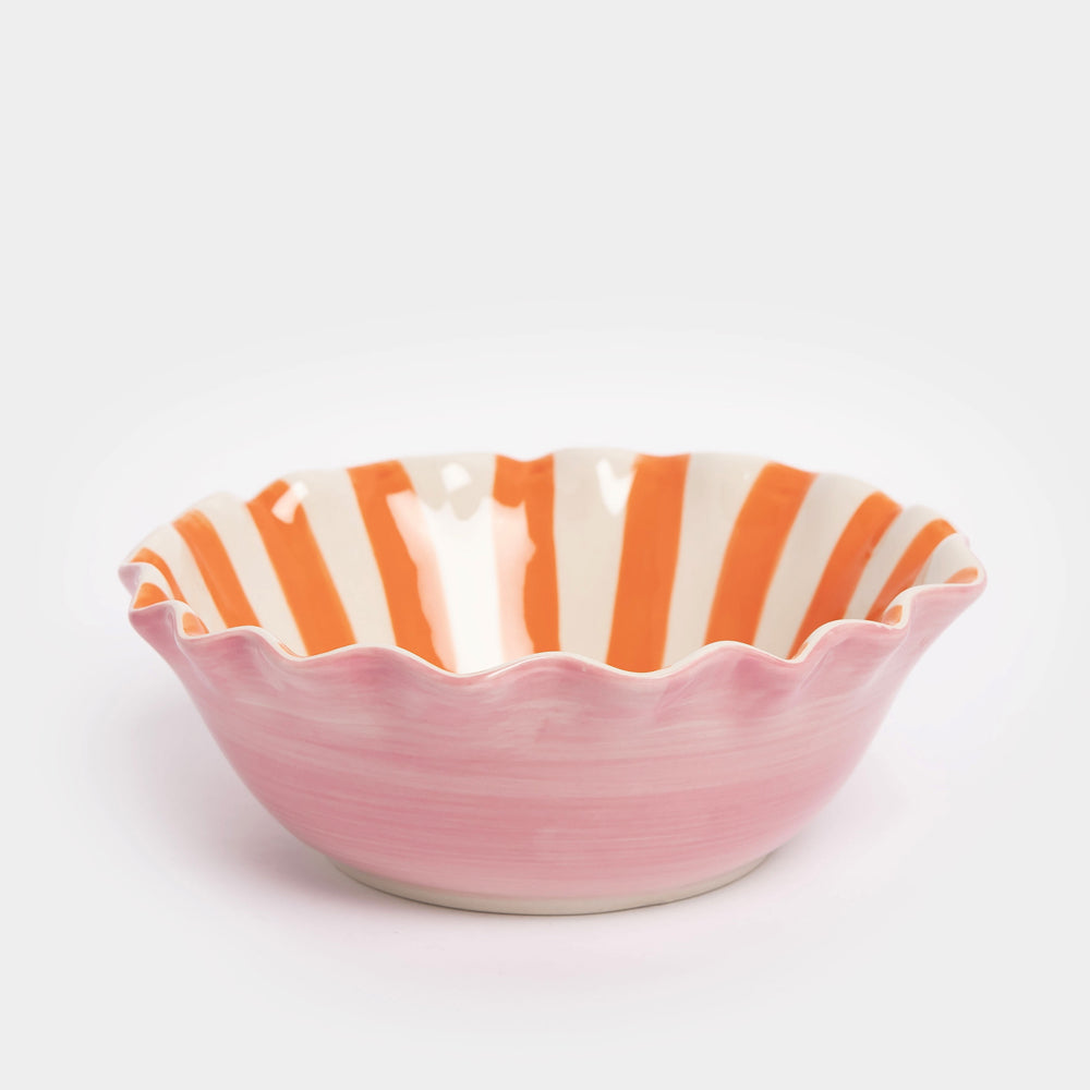 Caroline Gardner Pink Scallop Edge Hearts Cereal Bowl