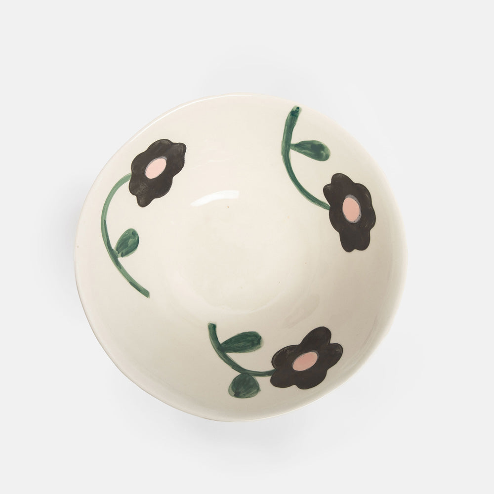 Caroline Gardner Rust Stripe & Flowers Medium Bowl