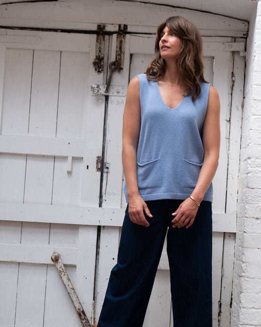 Bibico Aria Wool Tank Top in Blue Melange