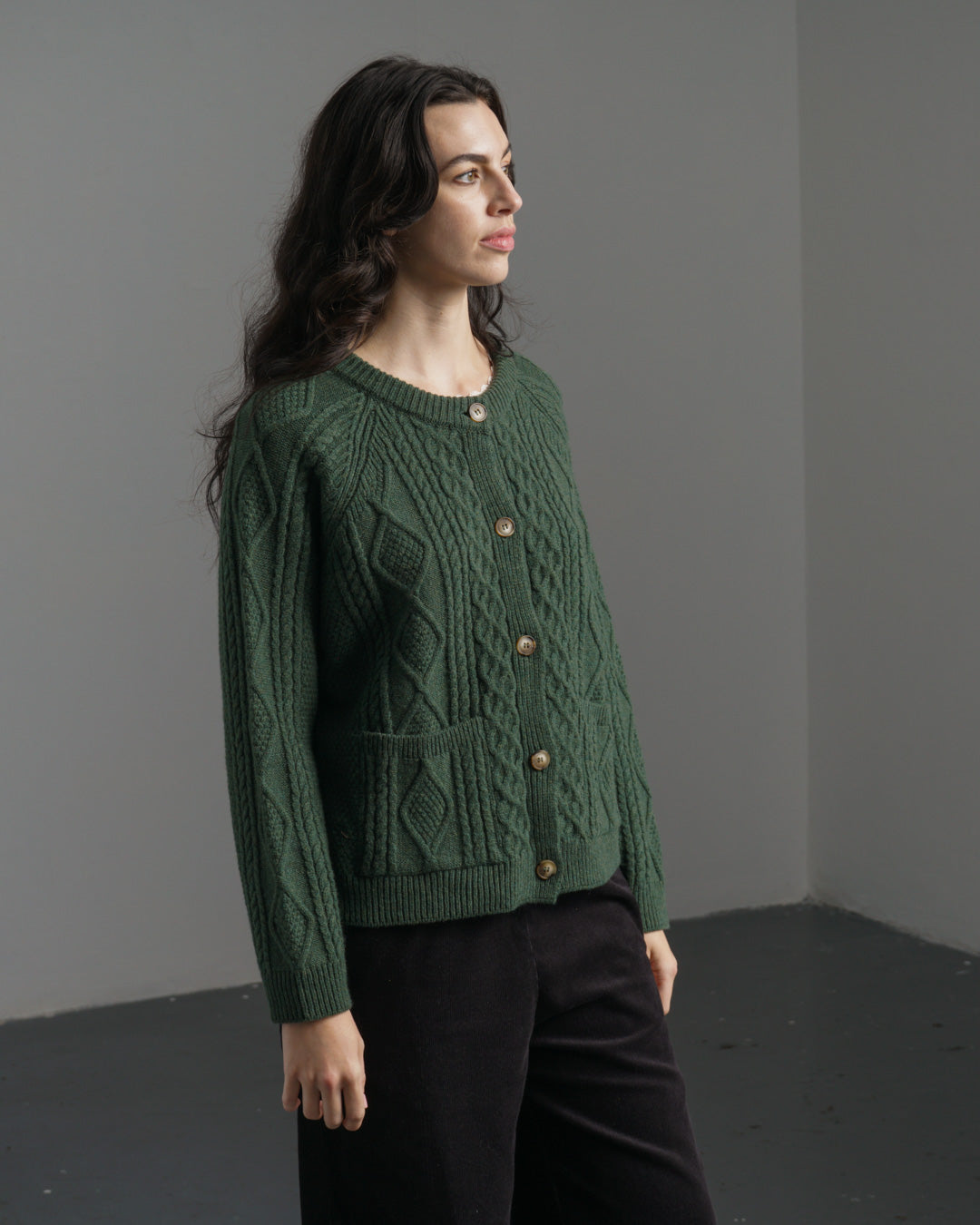 Bibico Derby Aran Cardigan in Rosemary