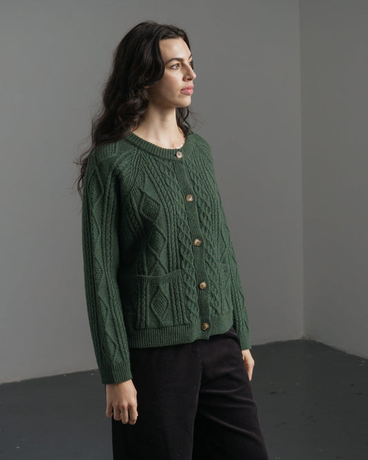 Bibico Derby Aran Cardigan in Rosemary