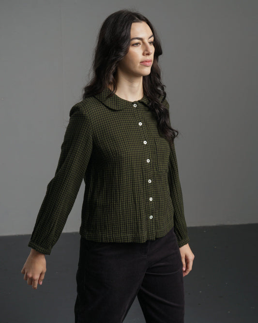 Bibico Jolene Casual Shirt in Olive Check