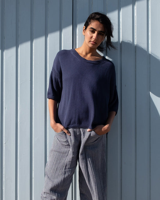 Bibico Lorren Trousers in Navy Check