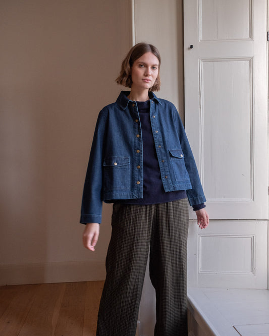 Bibico Orla Casual Trousers in Olive Check