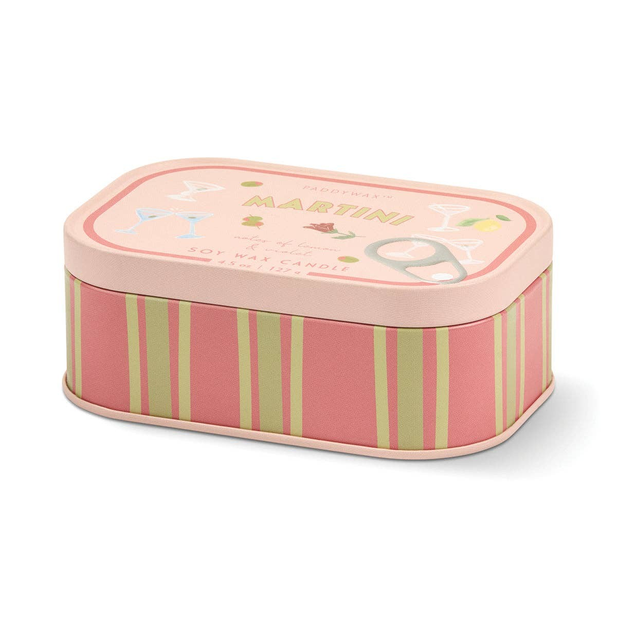 Paddywax Bistro 4.5oz/27g Printed Tin Candle - Martini