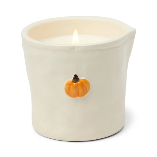 Bistro 8oz Printed White Ceramic Candle with Box - Pumpkin Spice