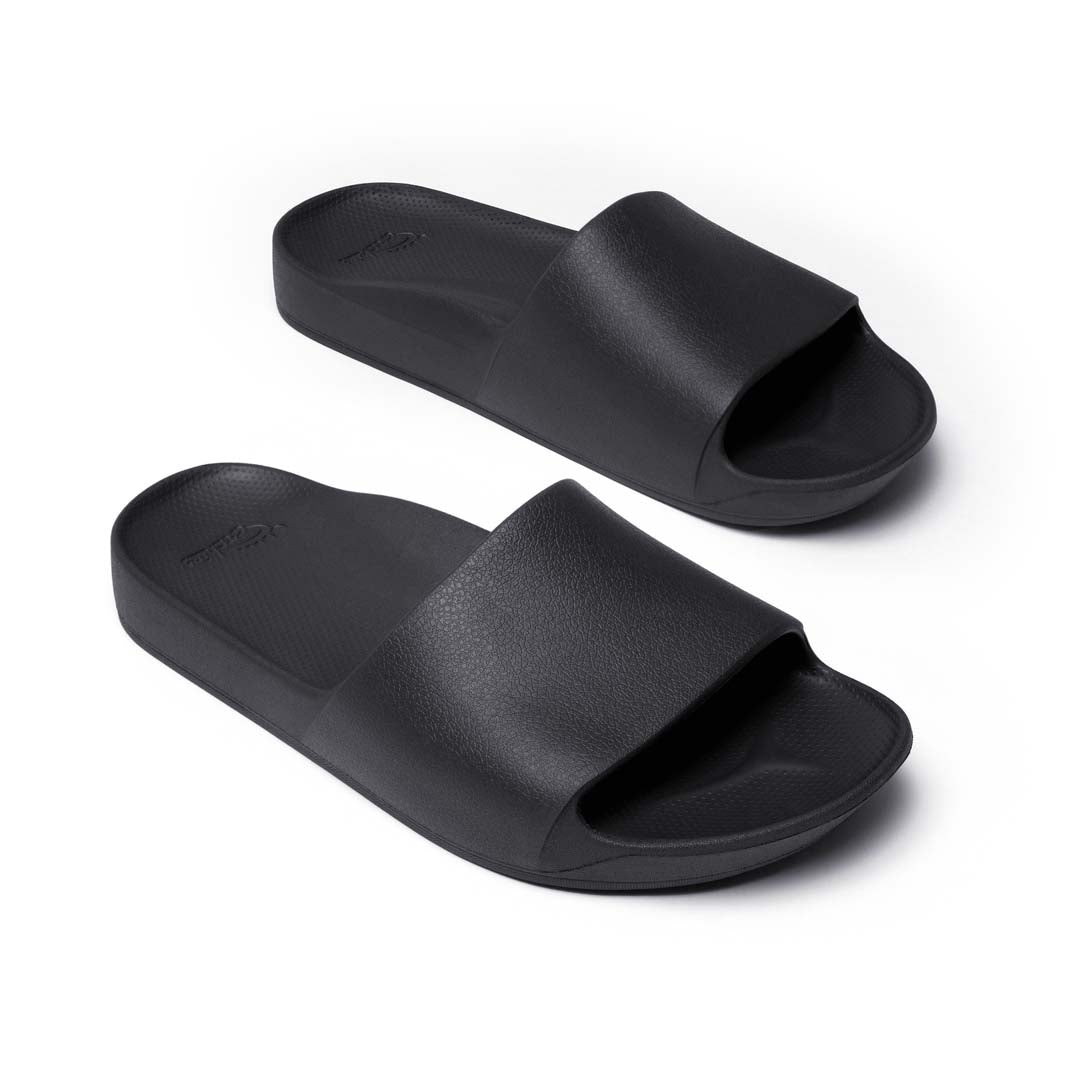 Archies Black Arch Support Slides - Classic Black