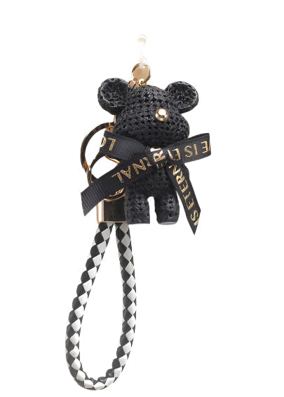 Black Bear Bag Charm Keyring
