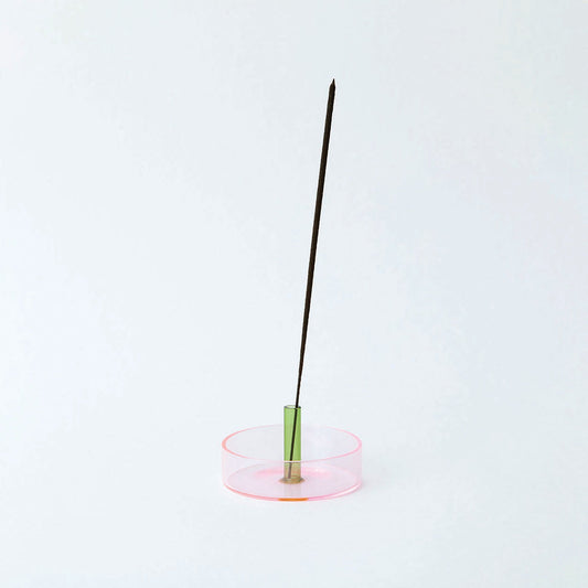 pretty pink and green glass incense holder from Block design