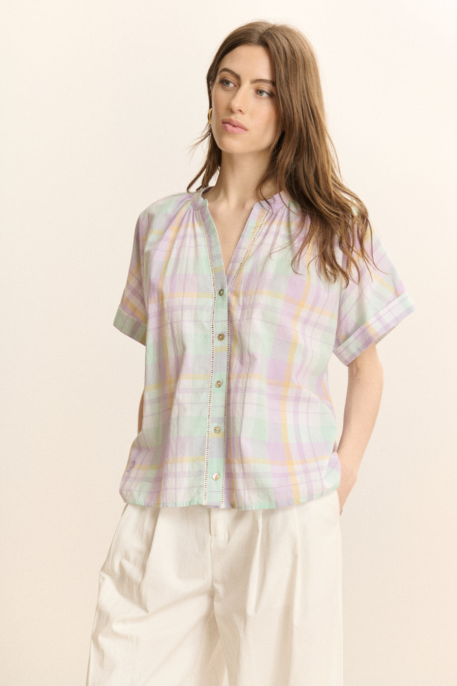 Garance Paris Celda Shirt in Lilac Check