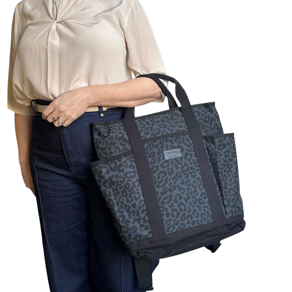Sixton Leopard print backpack in Blue