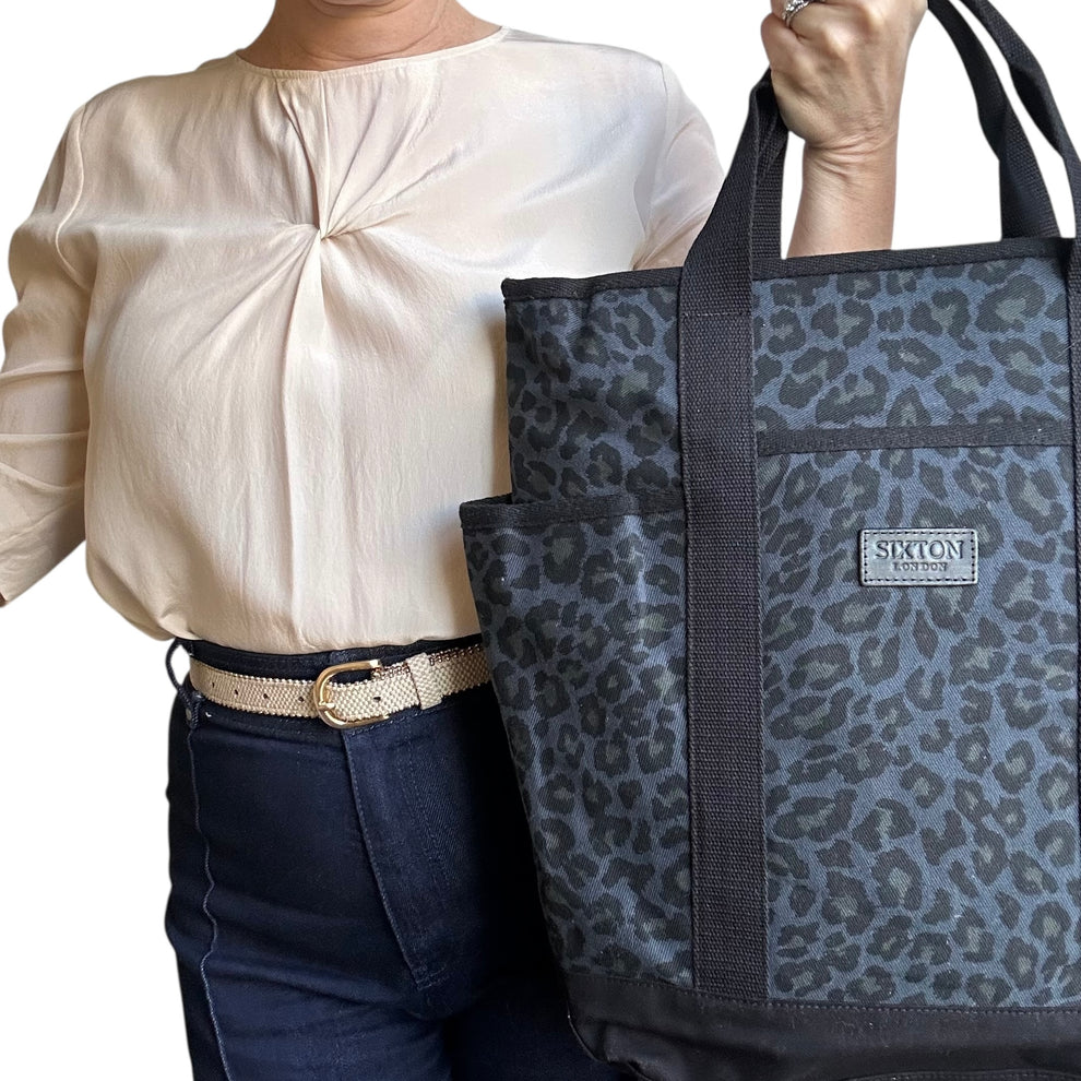 Sixton Leopard print backpack in Blue