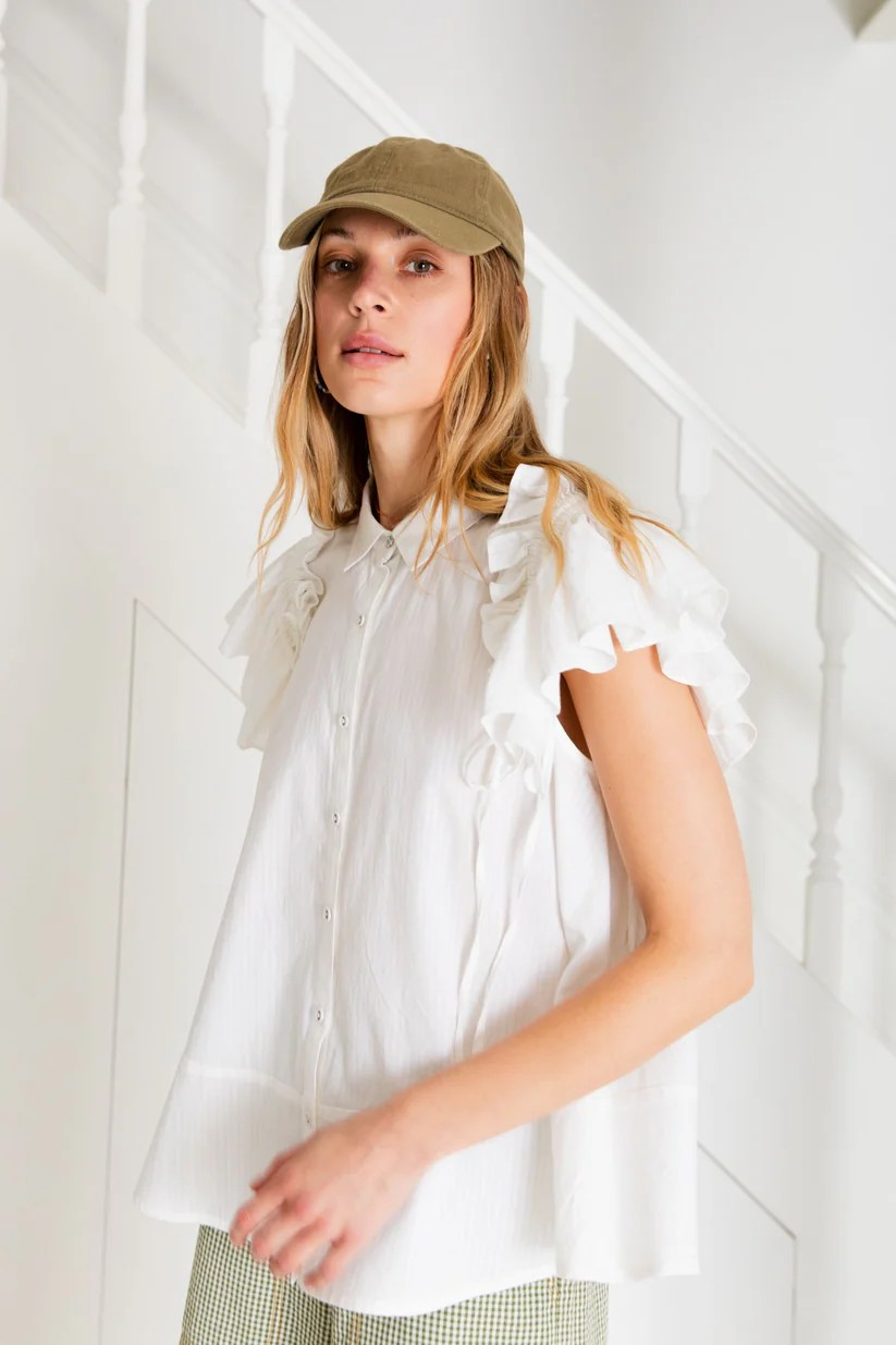 Bonte London White Lina Top with green cap