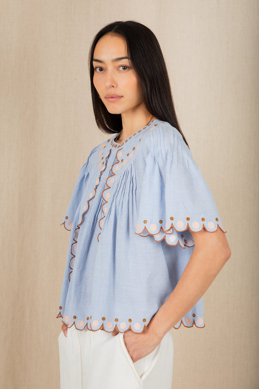 Bonte London Flora Top in Blue
