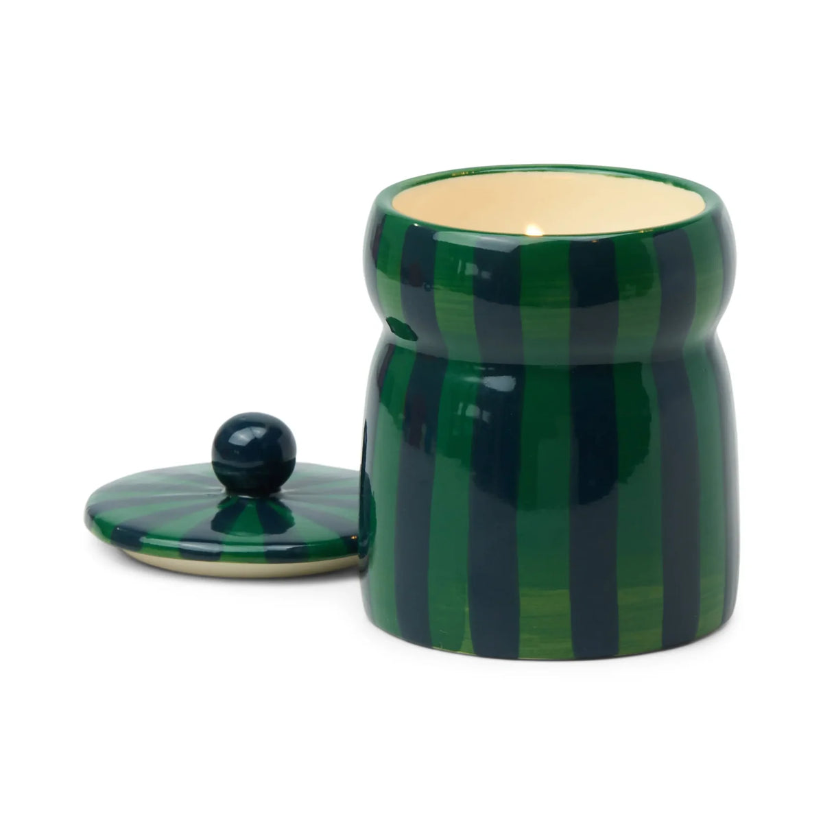 Paddywax Cabana 6.5oz/184g Green/Navy Striped Ceramic Candle - Balsam Fir