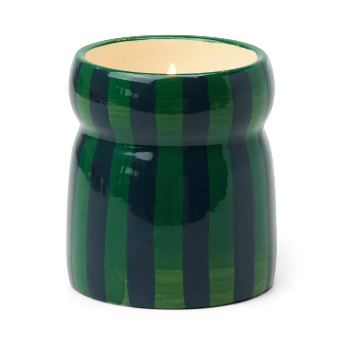 Paddywax Cabana 6.5oz/184g Green/Navy Striped Ceramic Candle - Balsam Fir