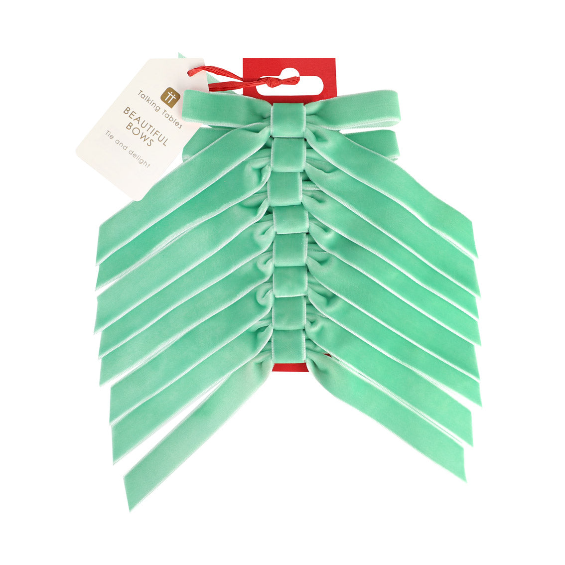 Green Velvet Decorative Bows - 8 Pack