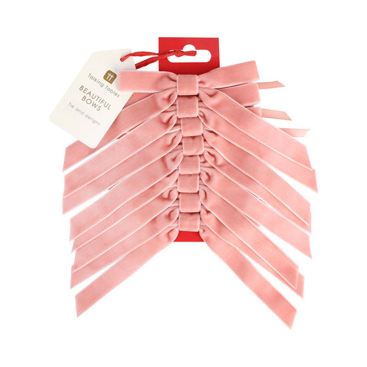 Pink Velvet Decorative Bows - 8 Pack