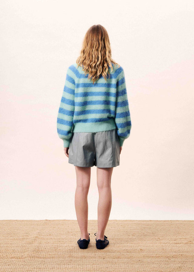 FRNCH Azur Cardigan in Blue & Green Stripe