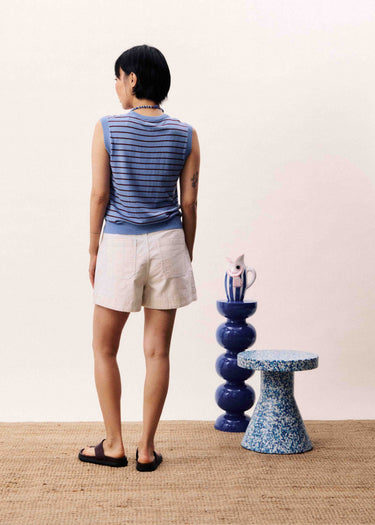 FRNCH Glacier Cardigan in Lavender Blue Stripe