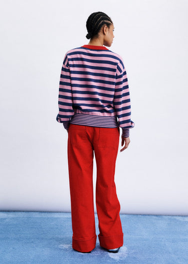 FRNCH Akita Striped Pullover in Rose