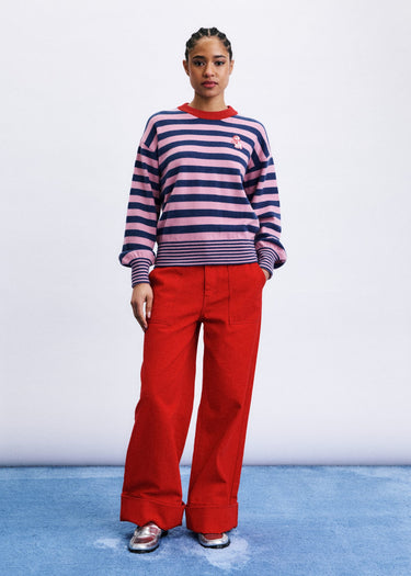FRNCH Akita Striped Pullover in Rose