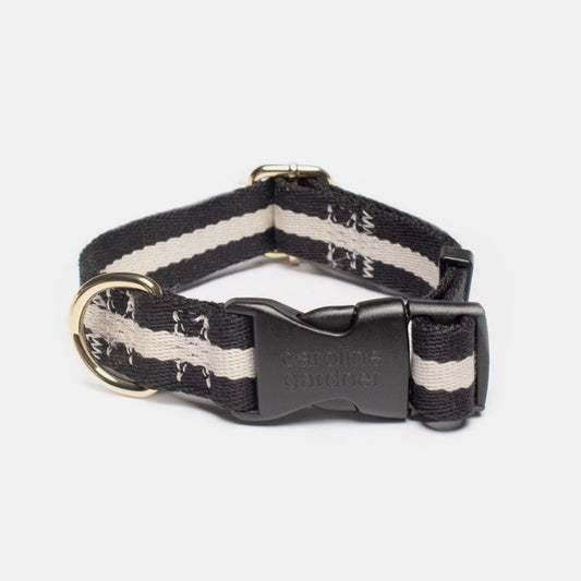 Caroline Gardner black and white striped dog collar