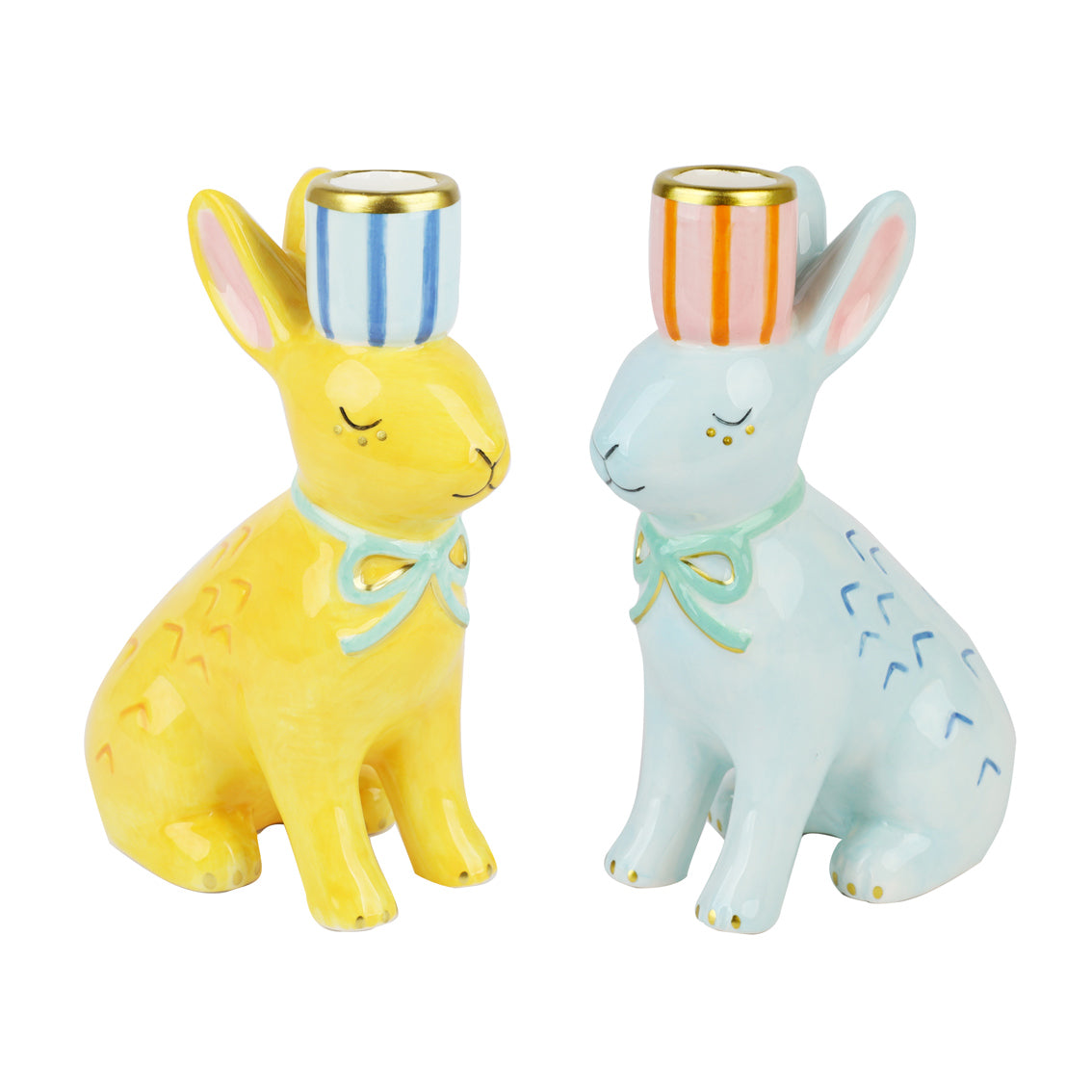 Ceramic Bunny Candle Holder in YELLOW