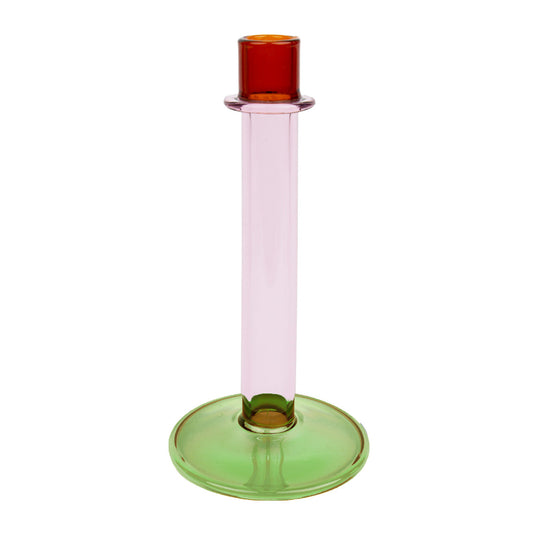 glass, tri-coloured candle stick from Talking Tables
