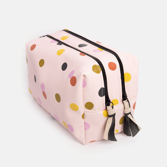 Caroline Gardner Pale Pink Dotty Large Travel Wash bag